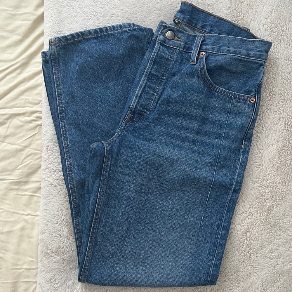 New Re/done Redone Long Loose Jeans 26 Bay Fade